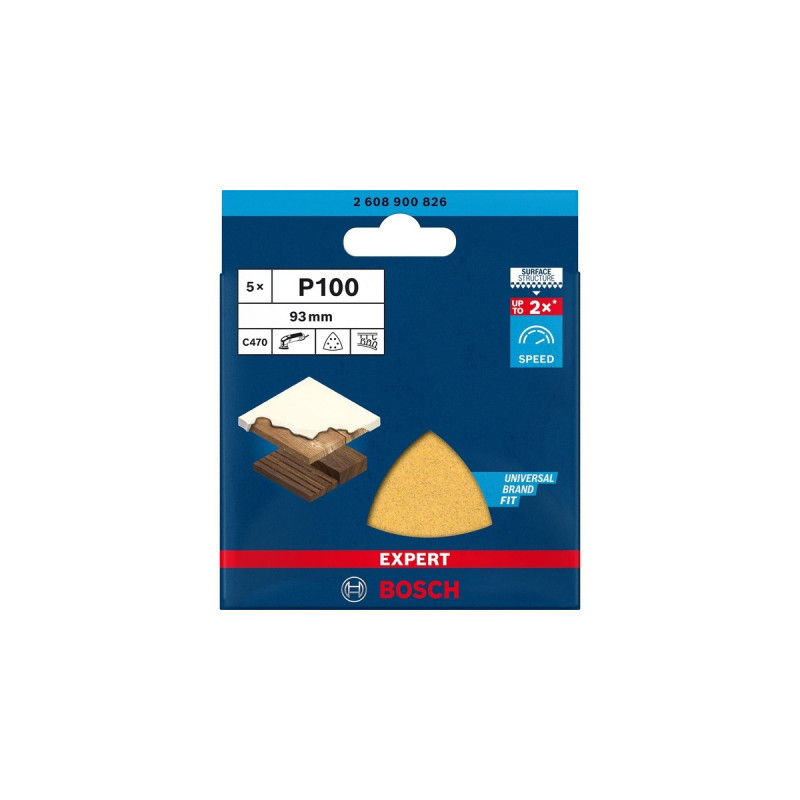 Bosch Expert C470 Schleifblatt, 93mm, K100(5 Stück, für Deltaschleifer)