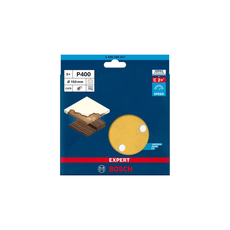 Bosch Expert C470 Schleifblatt, Ø 150mm, K400(5 Stück, für Exzenterschleifer)