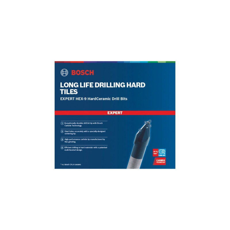 Bosch Expert HEX-9 HardCeramic Dachziegel-Bohrer, Ø 6mm(5 Stück, Länge 90mm)