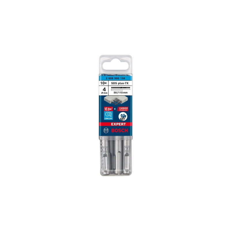 Bosch Expert Hammerbohrer SDS-plus-7X, Ø 4mm, 10 Stück(Arbeitslänge 50mm)