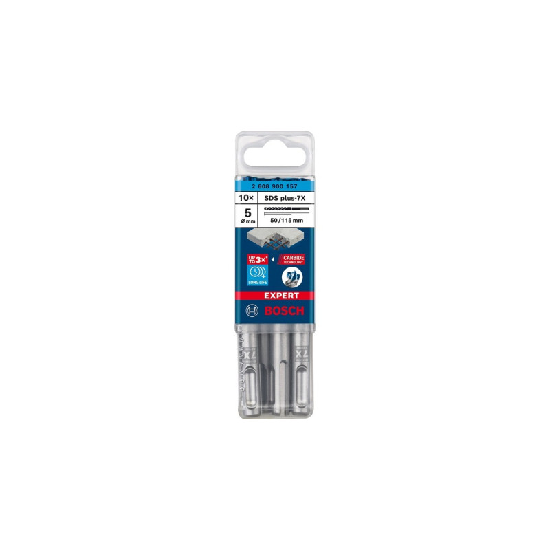 Bosch Expert Hammerbohrer SDS-plus-7X, Ø 5mm, 10 Stück(Arbeitslänge 50mm)