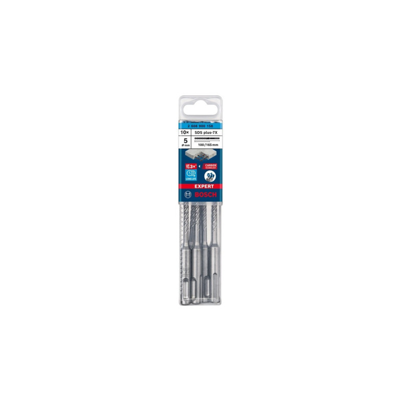 Bosch Expert Hammerbohrer SDS-plus-7X, Ø 5mm, 10 Stück(Arbeitslänge 100mm)