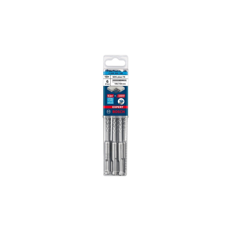 Bosch Expert Hammerbohrer SDS-plus-7X, Ø 6mm, 10 Stück(Arbeitslänge 100mm)