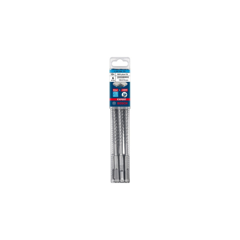 Bosch Expert Hammerbohrer SDS-plus-7X, Ø 6mm, 10 Stück(Arbeitslänge 150mm)