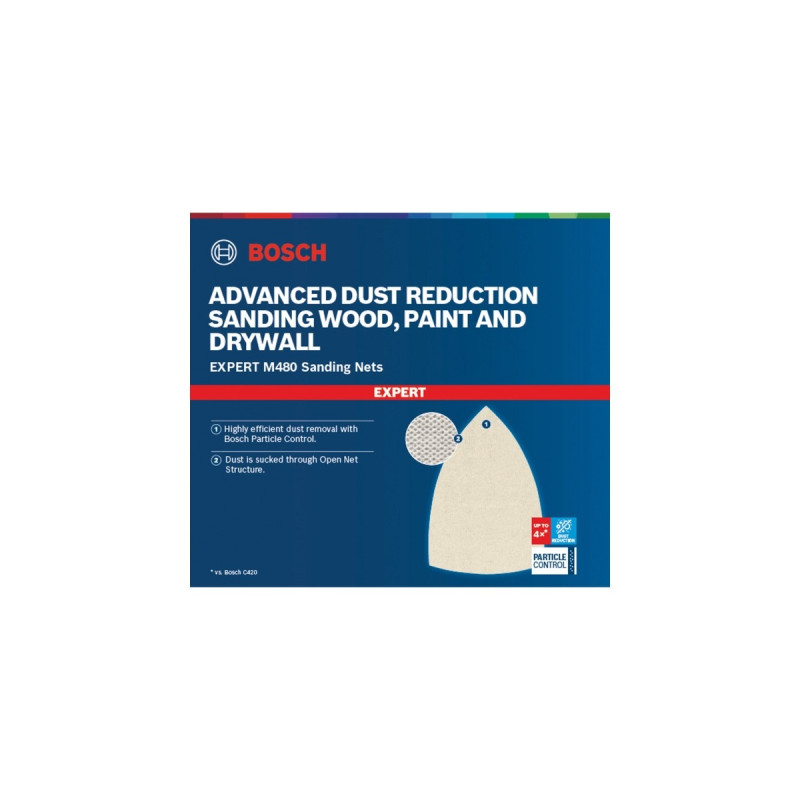 Bosch Expert M480 Netzstruktur-Schleifblatt 100 x 150mm, K400(10 Stück, für Multischleifer)
