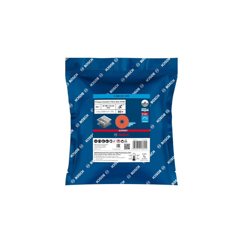 Bosch Expert R782 Prisma Ceramic Fiberschleifscheibe, Ø 180mm, K80(25 Stück, Bohrung 22,23mm)