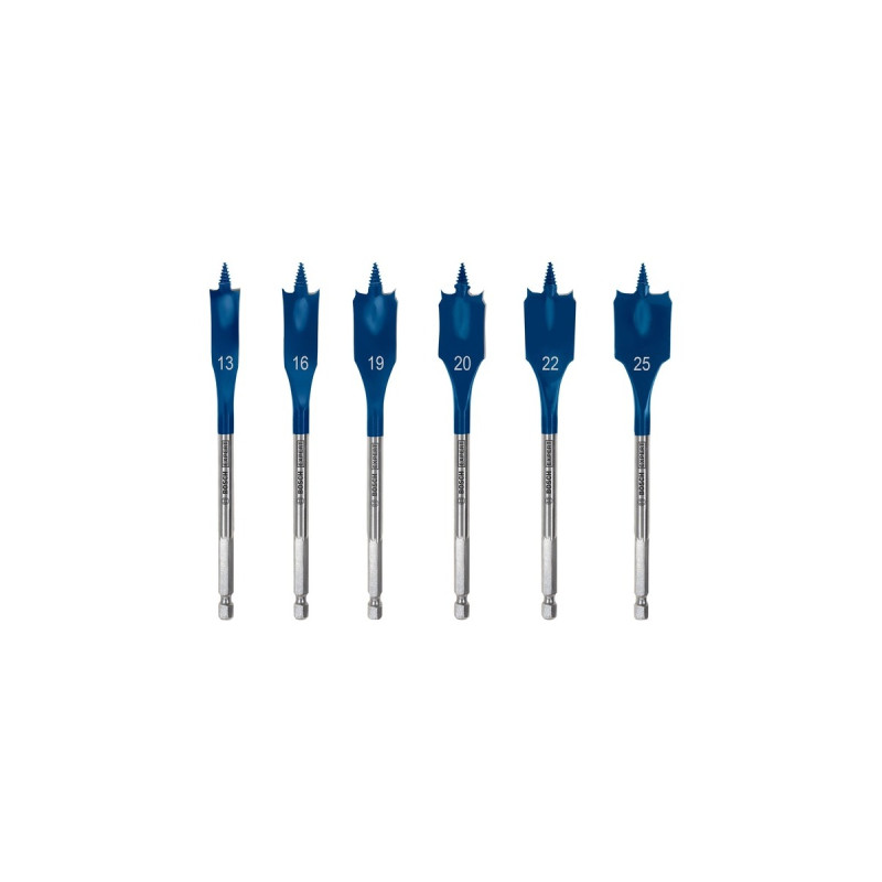Bosch Expert Self Cut Speed Flachfräsbohrer-Satz, 6-teilig,Ø 13 - 25mm(Länge 152mm)