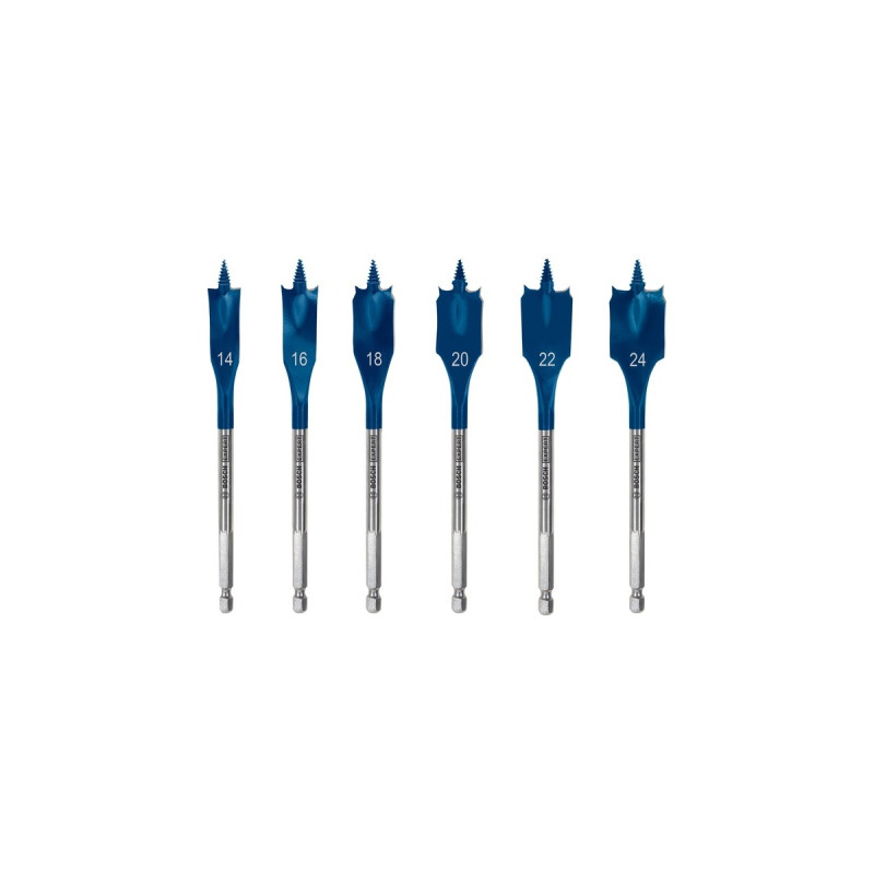 Bosch Expert Self Cut Speed Flachfräsbohrer-Satz, 6-teilig,Ø 14 - 24mm(Länge 152mm)