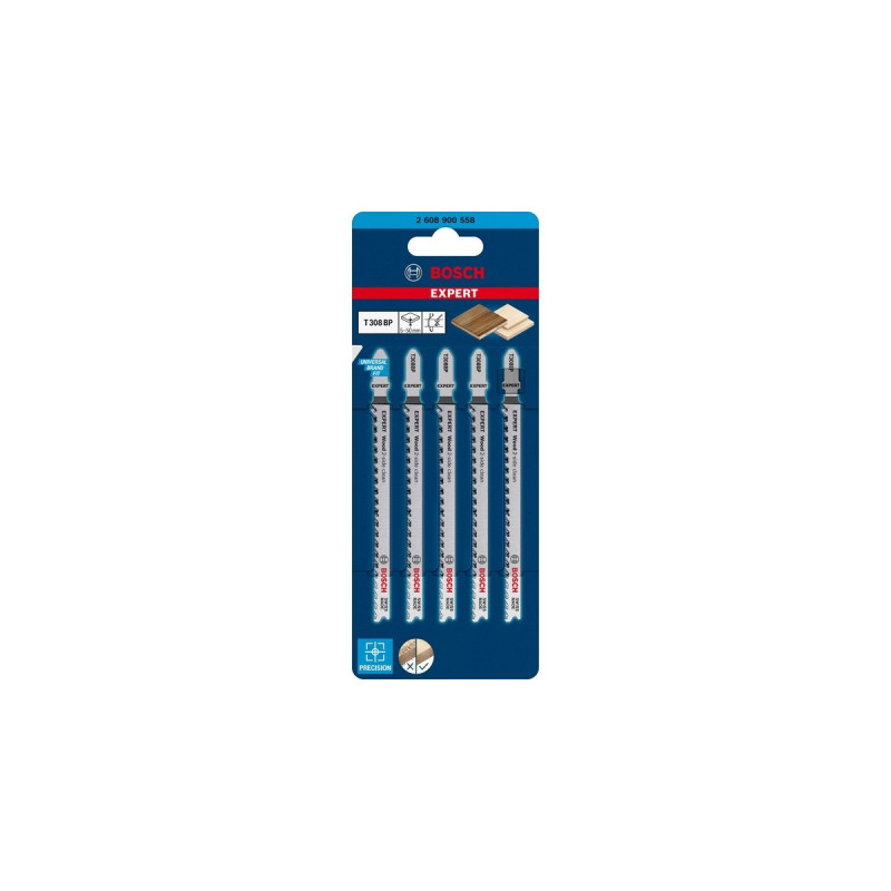 Bosch Expert Stichsägeblatt T 308 BP 'Wood 2-side clean'(5 Stück)