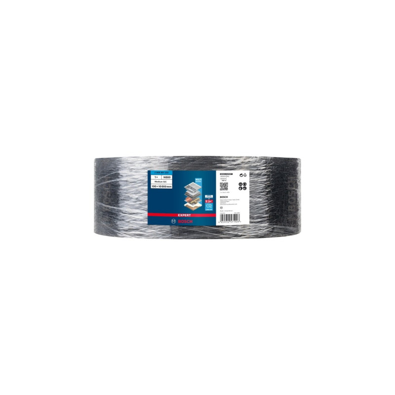 Bosch Expert Vliesrolle N880 Medium S, 100mmx10m, Schleifblatt(schwarz, 10 Meter Rolle, zum Handschleifen)