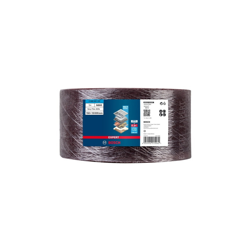 Bosch Expert Vliesrolle N880 Sehr fein A, 150mmx10m, Schleifblatt(rot, 10 Meter Rolle, zum Handschleifen)