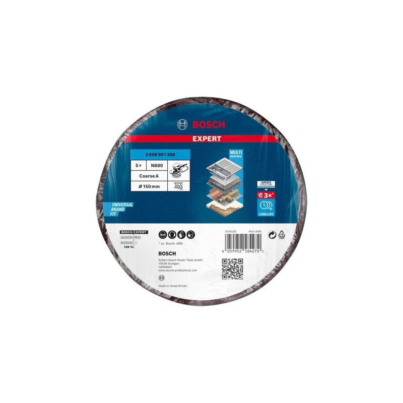 Bosch Expert Vliesscheibe N880 Grob, Ø 150mm, Schleifblatt(braun, 5 Stück, für Exzenterschleifer)