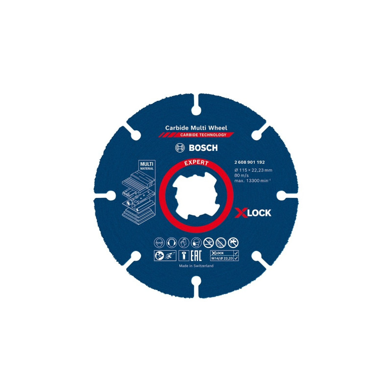 Bosch Expert X-LOCK Carbide MultiWheel Trennscheibe, Ø 115mm(Bohrung 22,23mm, gerade)