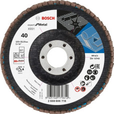 Bosch Fächerschleifscheibe X551 Expert for Metal, Ø 125mm, K40(Bohrung 22,23mm, abgewinkelt)