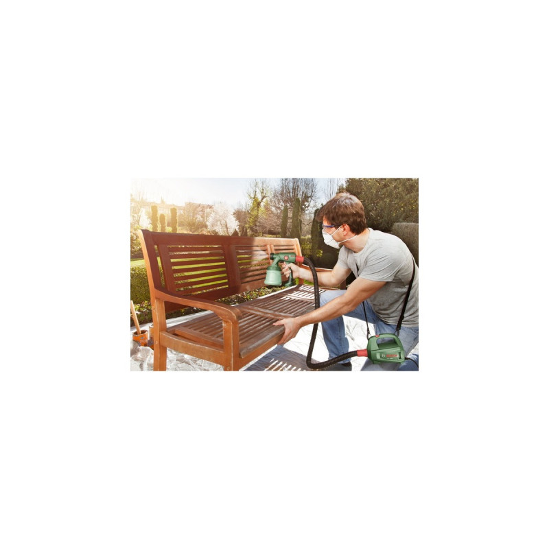 Bosch Farbsprühsystem PFS 2000, Sprühpistole(grün/schwarz, 440 Watt, Düse für Lackfarben + Düse für Wandfarbe)