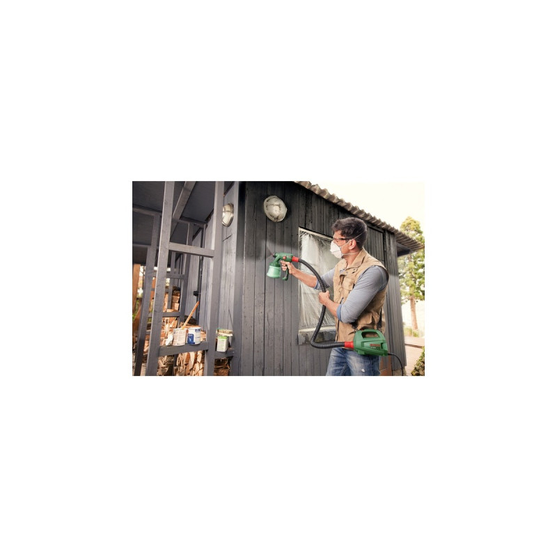 Bosch Farbsprühsystem PFS 2000, Sprühpistole(grün/schwarz, 440 Watt, Düse für Lackfarben + Düse für Wandfarbe)