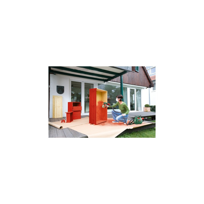 Bosch Farbsprühsystem PFS 3000-2, Sprühpistole(grün/schwarz, 650 Watt, Düse für Lackfarben + Düse für Wandfarbe)