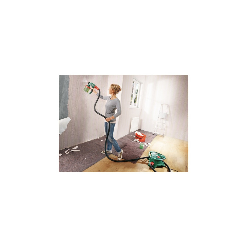 Bosch Farbsprühsystem PFS 5000 E, Sprühpistole(grün/schwarz, 1.200 Watt, Düse für Lackfarben + Düse für Wandfarbe)