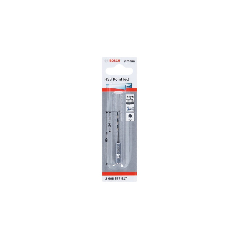 Bosch HSS-Spiralbohrer PointTeQ Hex, Ø 2mm(Arbeitslänge 24mm)