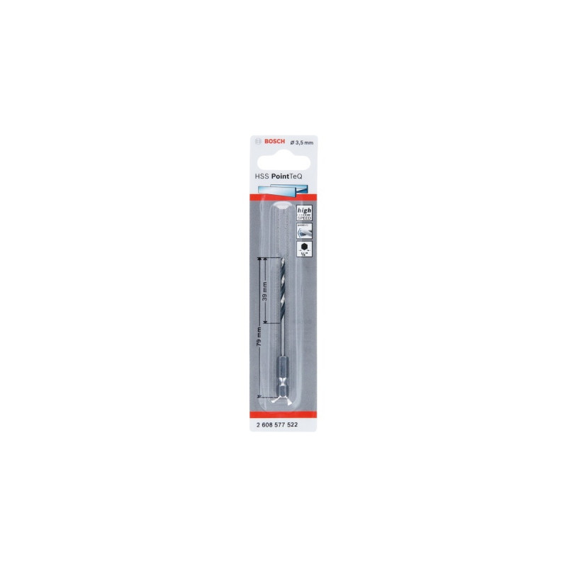Bosch HSS-Spiralbohrer PointTeQ Hex, Ø 3,5mm(Arbeitslänge 39mm)
