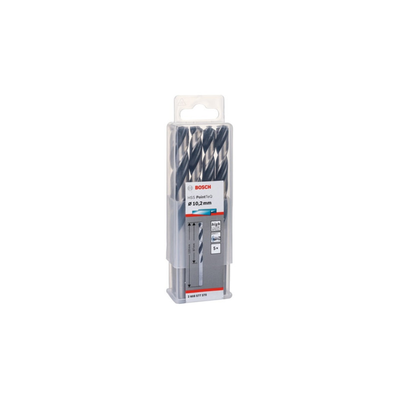 Bosch HSS-Spiralbohrer PointTeQ, Ø 10,2mm x 133mm, 5 Stück(Arbeitslänge 87mm)