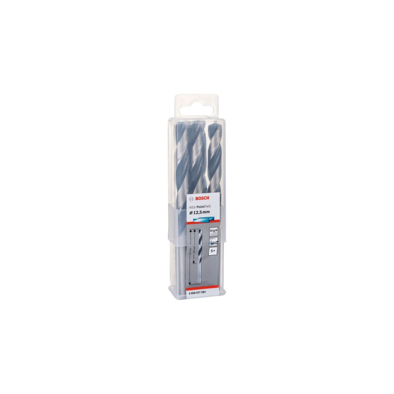 Bosch HSS-Spiralbohrer PointTeQ, Ø 12,5mm x 151mm, 5 Stück(Arbeitslänge 101mm)