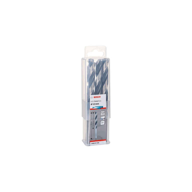Bosch HSS-Spiralbohrer PointTeQ, Ø 12mm x 151mm, 5 Stück(Arbeitslänge 101mm)