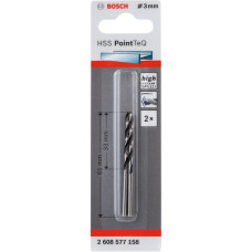 Bosch HSS-Spiralbohrer PointTeQ, Ø 3mm, 2 Stück(Arbeitslänge 33mm)