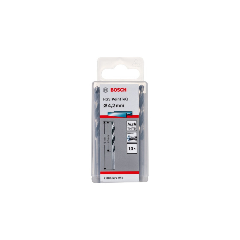 Bosch HSS-Spiralbohrer PointTeQ, Ø 4,2mm, 10 Stück(Arbeitslänge 43mm)