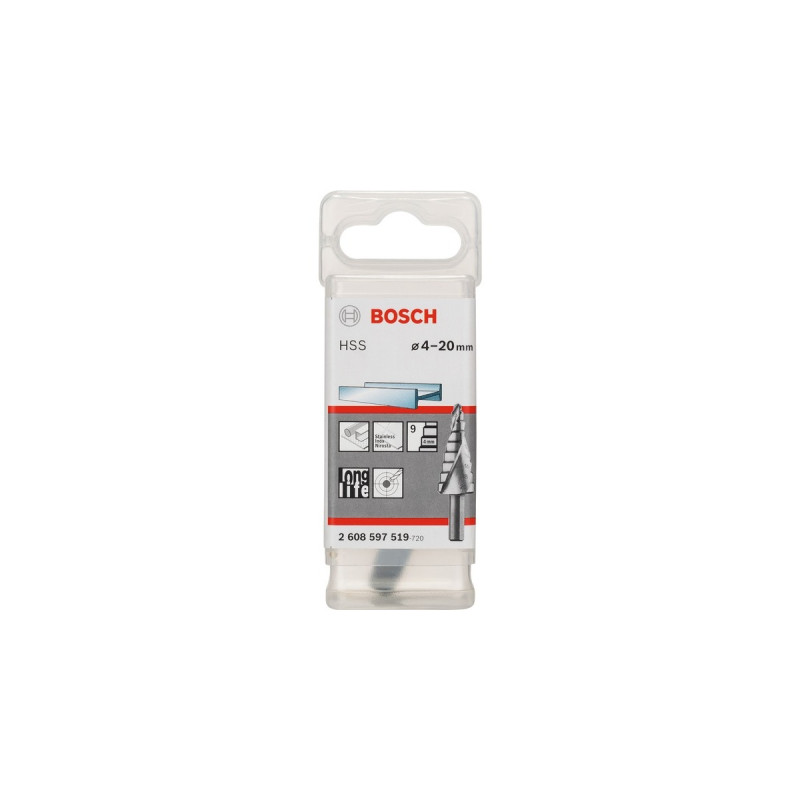 Bosch HSS-Stufenbohrer, Ø 4mm - Ø 20mm(9 Stufen, mit Spiralnut)
