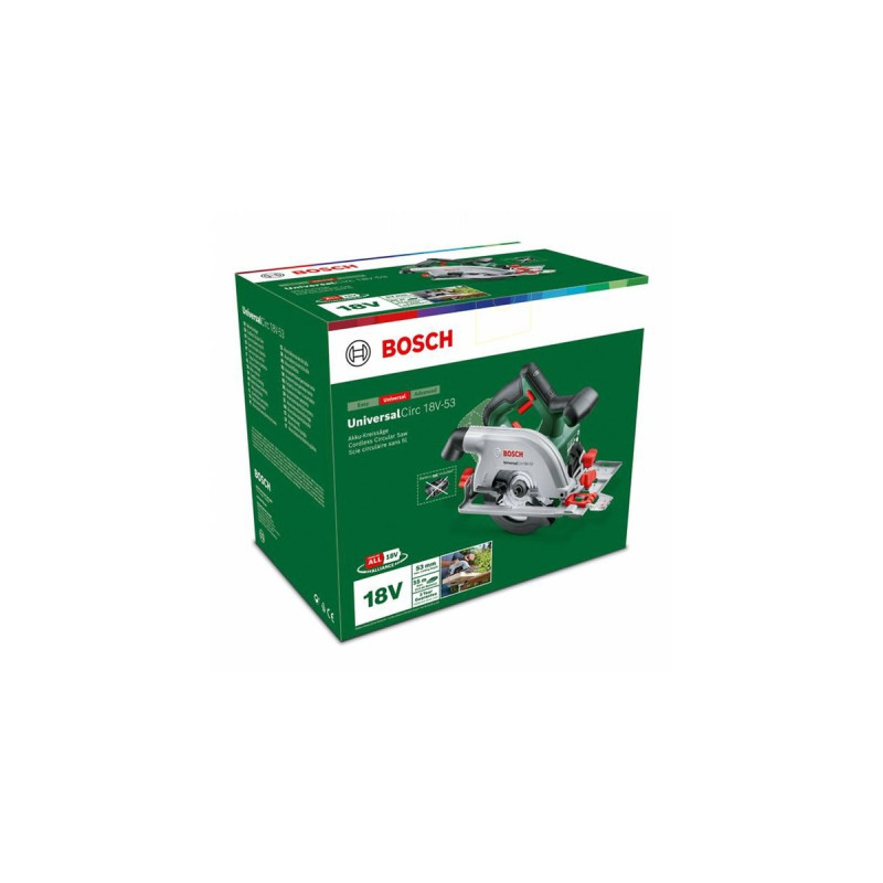 Bosch Handkreissäge UniversalCirc 18V-53, 18Volt(grün/schwarz, Li-Ionen Akku 2,5Ah, POWER FOR ALL ALLIANCE, Outlet)