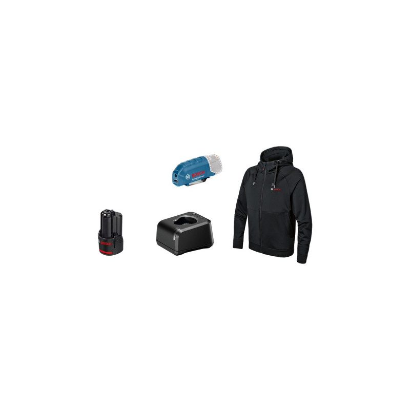 Bosch Heat+Jacket GHH 12+18V Kit Größe L, Arbeitskleidung(schwarz, inkl. Ladeadapter GAA 12V-21, 1x 12-Volt-Akku)