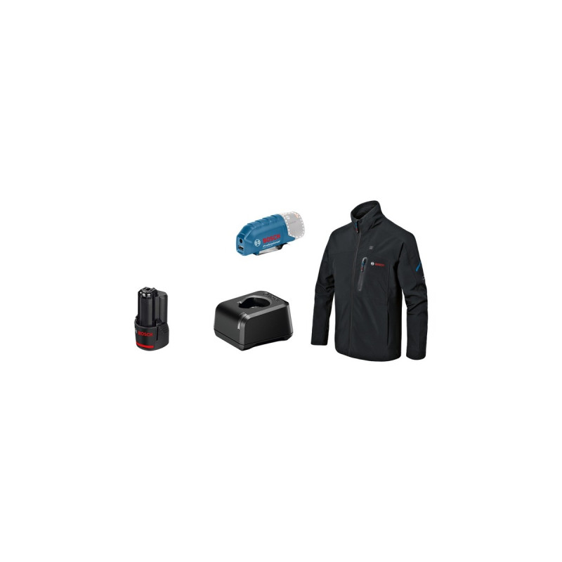 Bosch Heat+Jacket GHJ 12+18V Kit Größe 3XL, Arbeitskleidung(schwarz, inkl. Ladeadapter GAA 12V-21, 1x 12-Volt-Akku)
