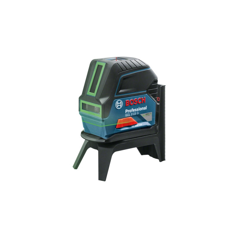 Bosch Kombilaser GCL 2-15 G, Kreuzlinienlaser(blau/schwarz, mit grünen Laserlinien, roten Lotpunkten)