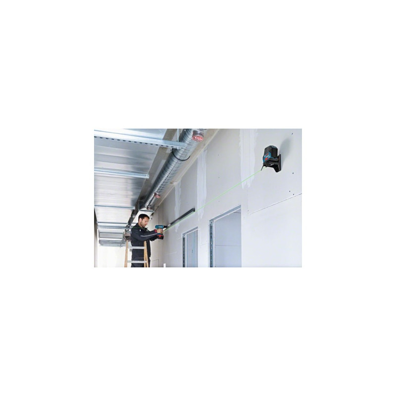 Bosch Kombilaser GCL 2-15 G, Kreuzlinienlaser(blau/schwarz, mit grünen Laserlinien, roten Lotpunkten)