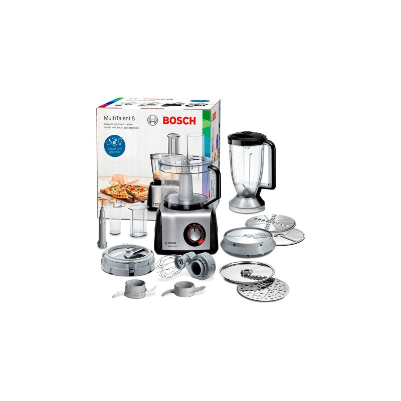Bosch Kompakt-Küchenmaschine MultiTalent 8(schwarz/edelstahl (gebürstet), 1.250 Watt)