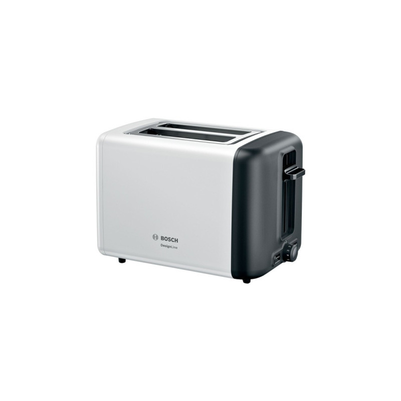 Bosch Kompakt-Toaster DesignLine TAT3P421DE(weiß/schwarz, 970 Watt, für 2 Scheiben Toast)