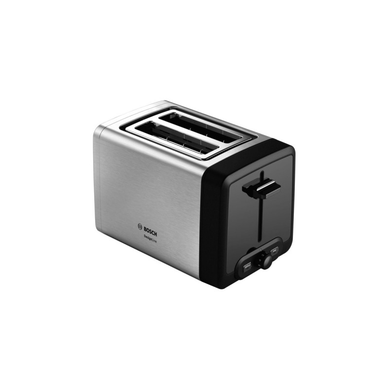 Bosch Kompakt-Toaster DesignLine TAT4P420DE(edelstahl/schwarz, 970 Watt, für 2 Scheiben Toast)