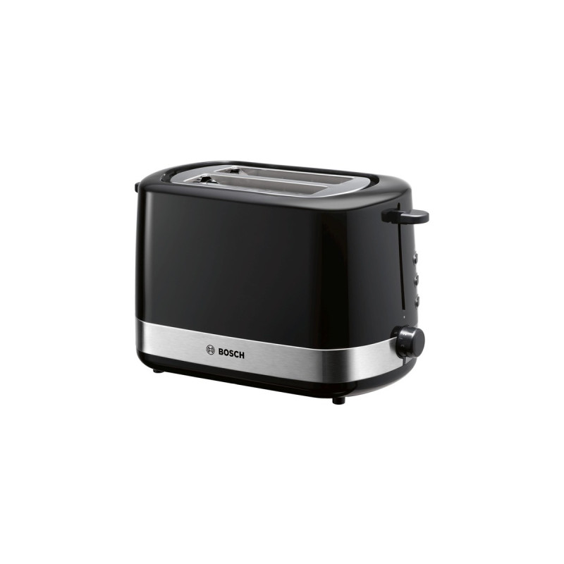 Bosch Kompakt-Toaster TAT7403(schwarz/edelstahl, 800 Watt, für 2 Scheiben Toast)