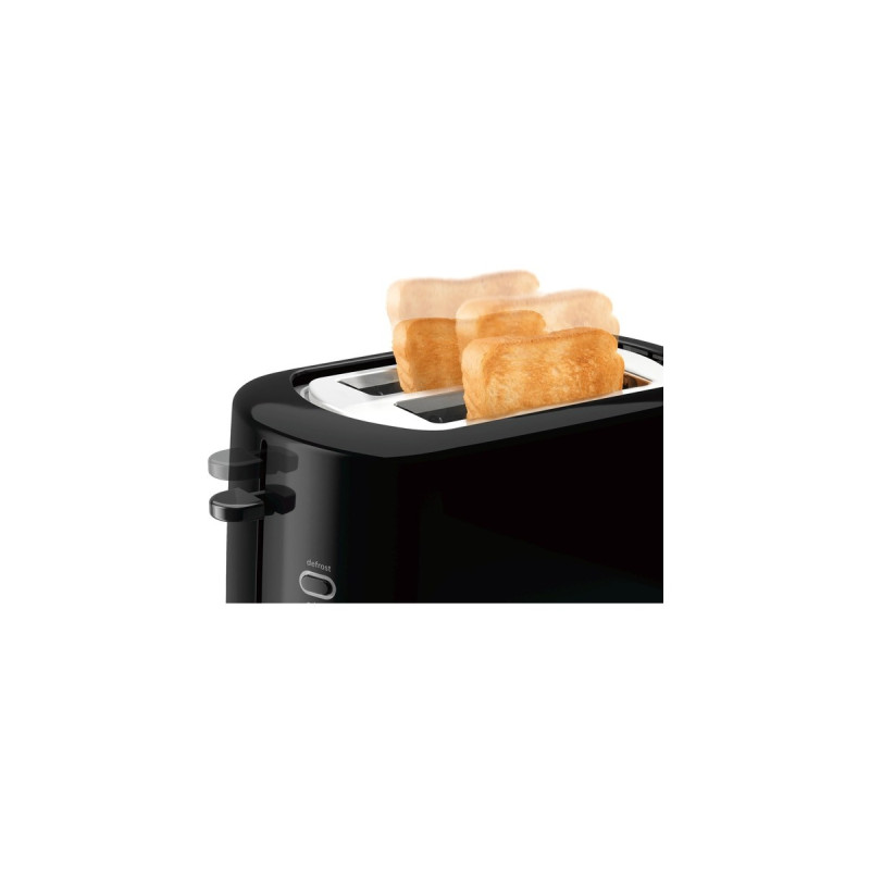 Bosch Kompakt-Toaster TAT7403(schwarz/edelstahl, 800 Watt, für 2 Scheiben Toast)