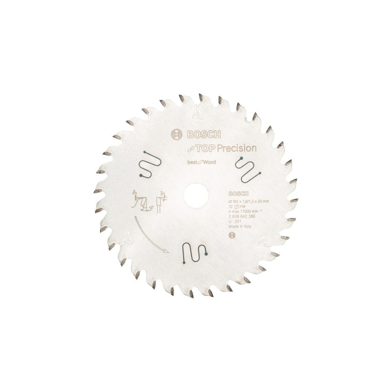 Bosch Kreissägeblatt Best for Wood, Ø 165mm, 32Z(Bohrung 20mm, für Handkreissägen)