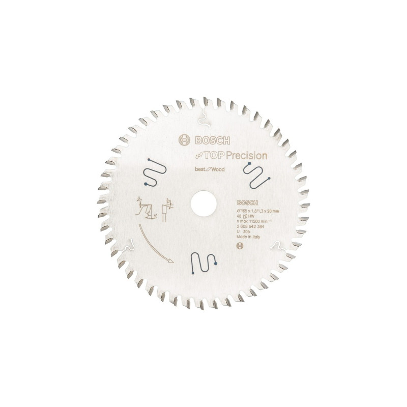 Bosch Kreissägeblatt Best for Wood, Ø 165mm, 48Z(Bohrung 20mm, für Handkreissägen)