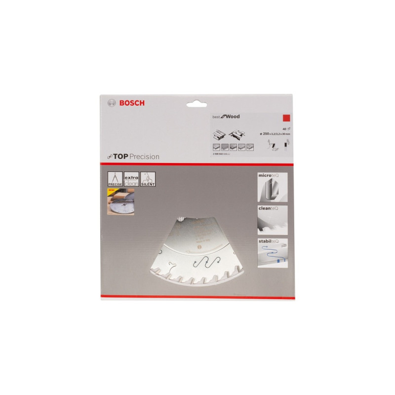 Bosch Kreissägeblatt Best for Wood, Ø 250mm, 40Z(Bohrung 30mm, für Tischkreissägen)