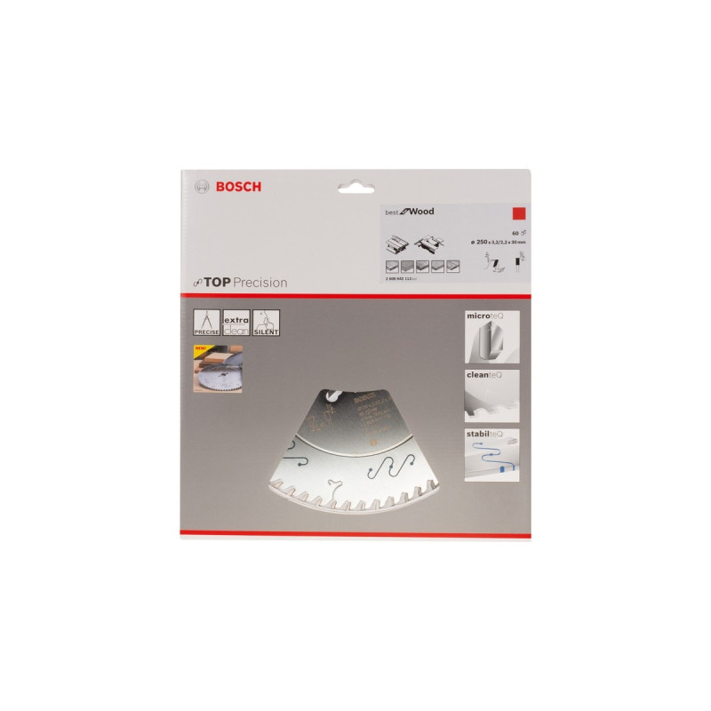 Bosch Kreissägeblatt Best for Wood, Ø 250mm, 60Z(Bohrung 30mm, für Tischkreissägen)