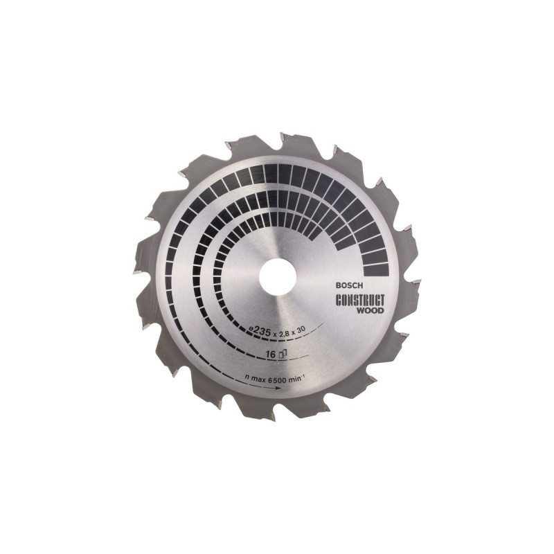 Bosch Kreissägeblatt Construct Wood, Ø 235mm, 16Z(Bohrung 30mm, für Handkreissägen)