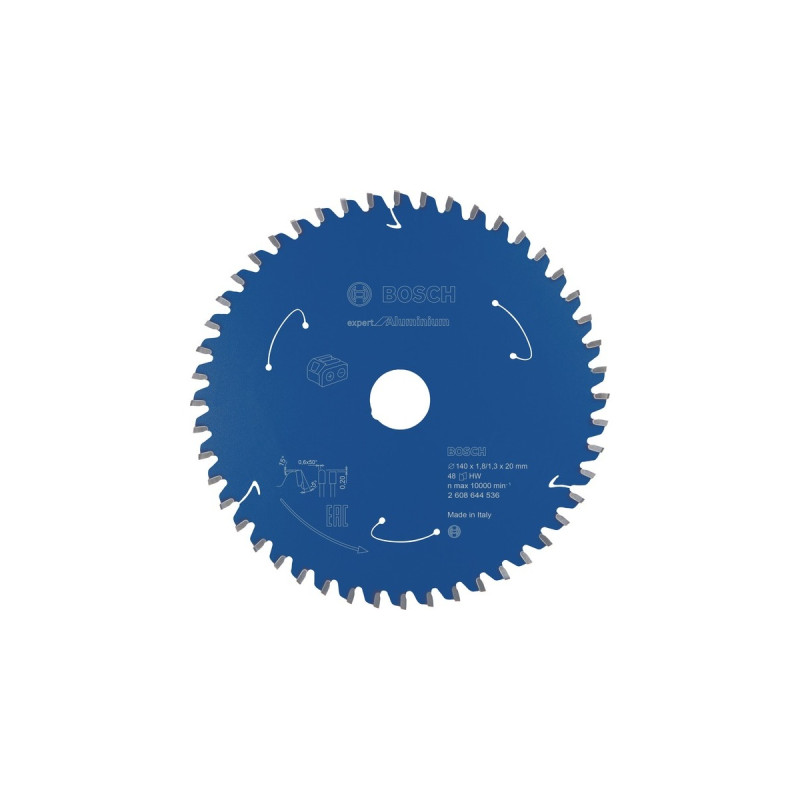 Bosch Kreissägeblatt Expert for Aluminium, Ø 140mm, 48Z(Bohrung 20mm, für Akku-Handkreissägen)