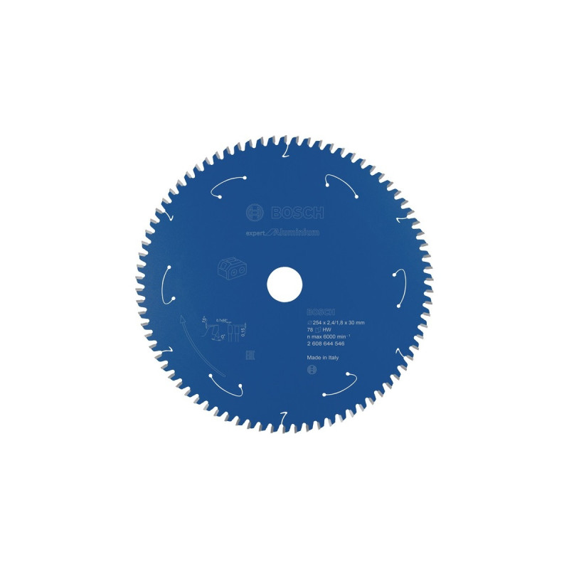 Bosch Kreissägeblatt Expert for Aluminium, Ø 254mm, 78Z(Bohrung 30mm, für Akku-Tischkreissägen)
