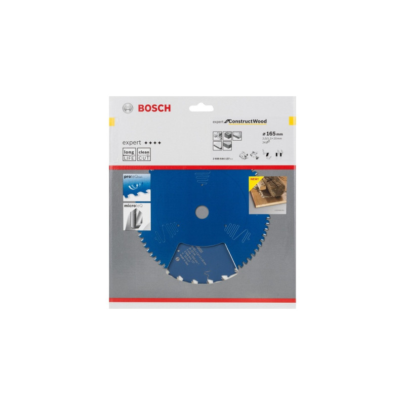 Bosch Kreissägeblatt Expert for Construct Wood, Ø 165mm, 24Z(Bohrung 20mm, für Handkreissägen)