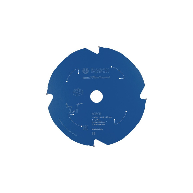Bosch Kreissägeblatt Expert for Fibre Cement, Ø 160mm, 4Z(Bohrung 20mm, für Akku-Handkreissägen)