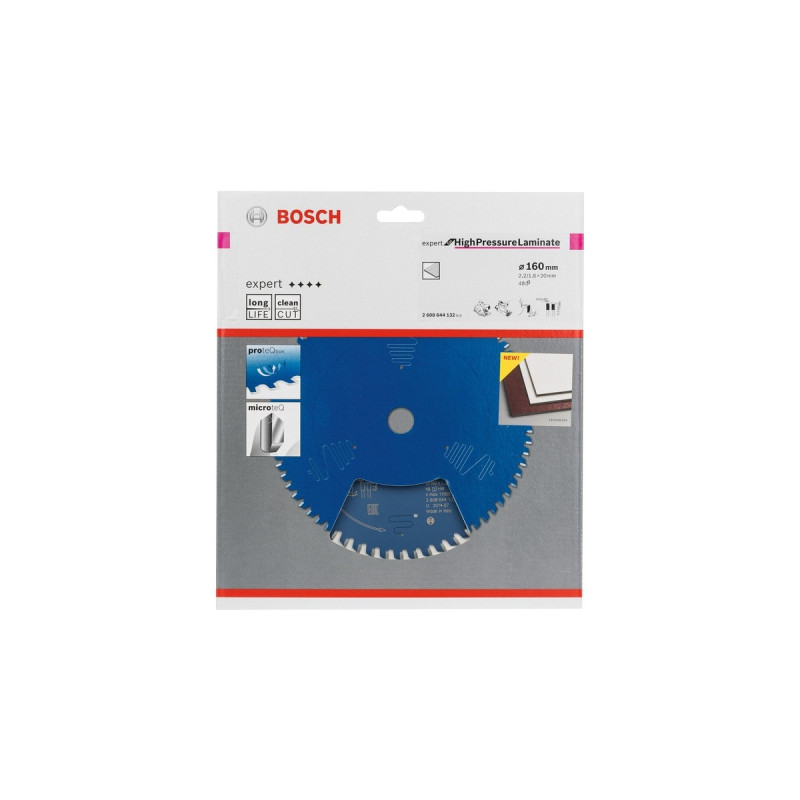 Bosch Kreissägeblatt Expert for High Pressure Laminate, Ø 160mm, 48Z(Bohrung 20mm, für Handkreissägen)
